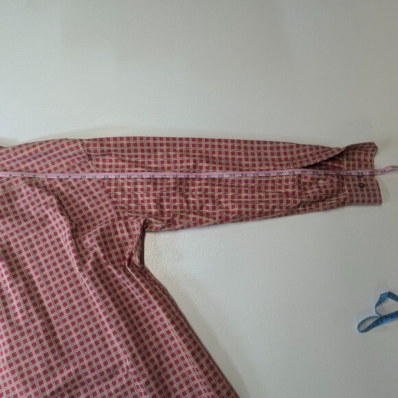 Scott Barber Size Large Red and Gold Checkered Button Down 100% Cotton - Picture 15 of 16